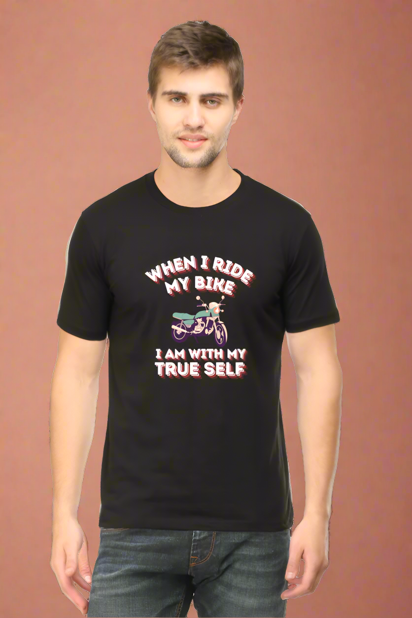 Round Neck Mens Tshirt (When I ride my bike)
