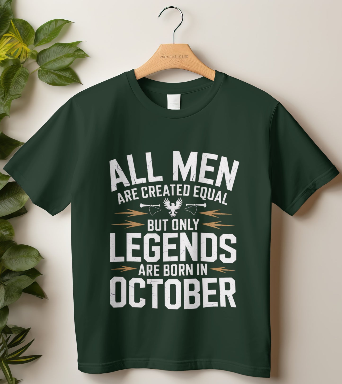 October Birthday T-shirt Round Neck Half Sleeve (All Men Are Created Equal. October Born)