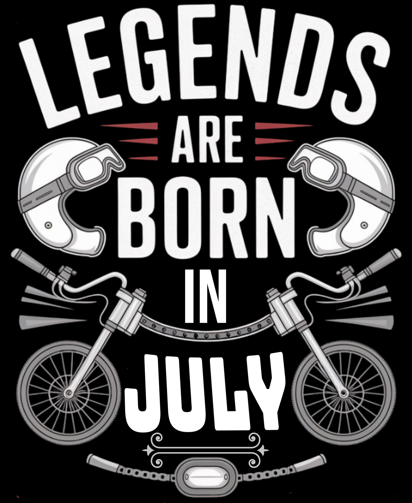 Biker Birthday T-shirt Round Neck Half Sleeve (Legends are Born in July)