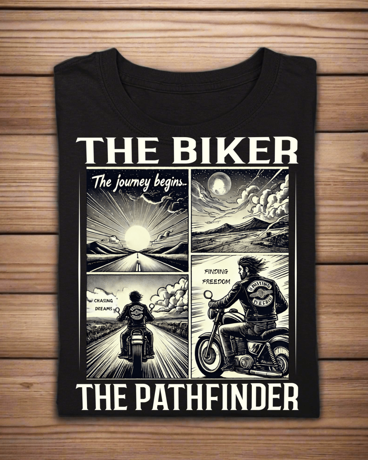 Round Neck Half Sleeve Biker T-Shirt (The Biker The Pathfinder)