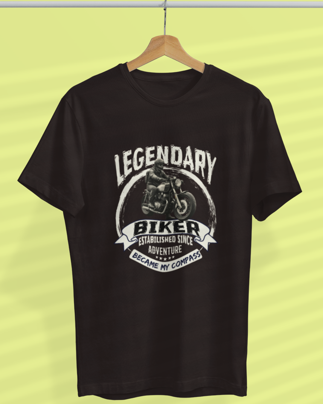 Round Neck Half Sleeve Biker T-Shirt (Legendary Biker Established since Adventure)