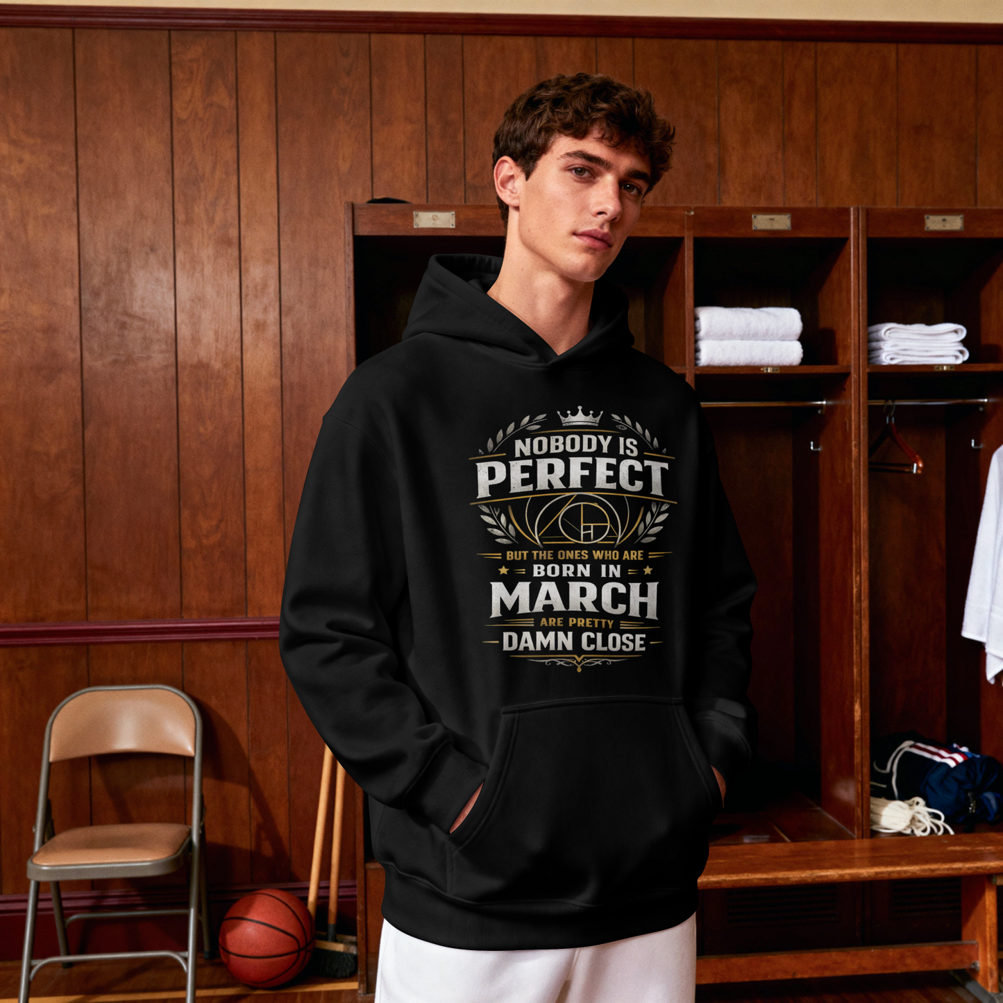 March Birthday Male Hoodie (Nobody is perfect)