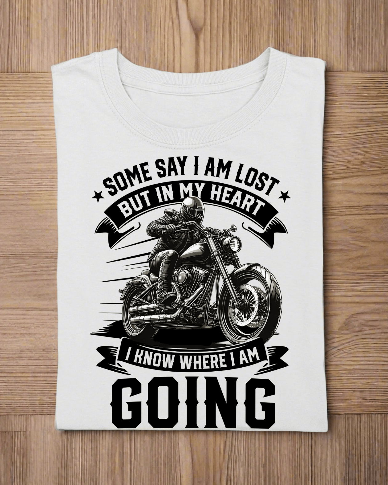 Round Neck Half Sleeve Biker T-Shirt White (Some Say I am Lost)