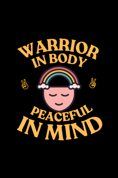 Round Neck Men Oversized T-Shirt Half Sleeve (Warrior in Body, Peaceful in Mind)