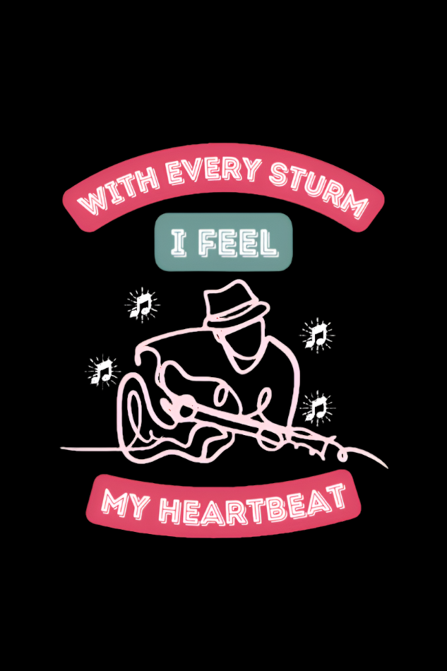 Round Neck Half Sleeve Music T-Shirt (With Every Strum I feel my heartbeat)