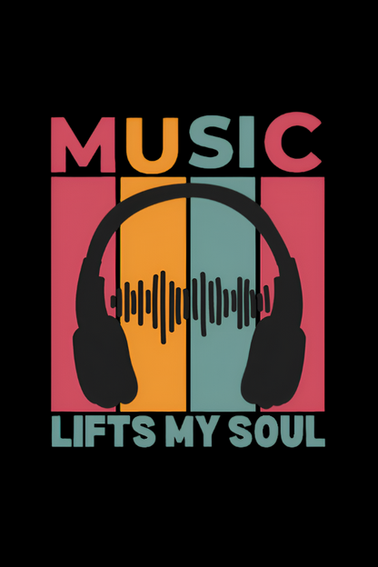 Round Neck Half Sleeve Music T-Shirt (Music Lifts My Soul)