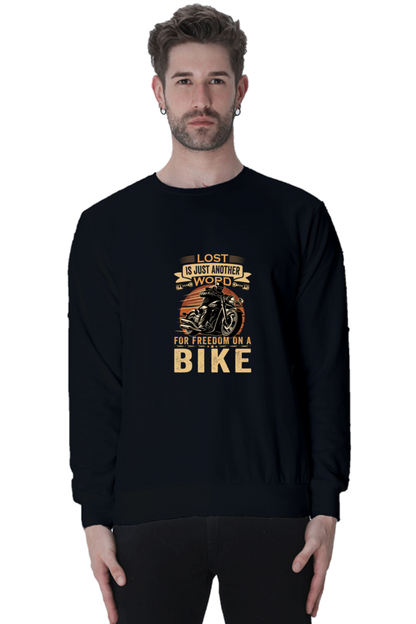 Round Neck Full Sleeve Biker Sweatshirt (Lost is Just another Word)