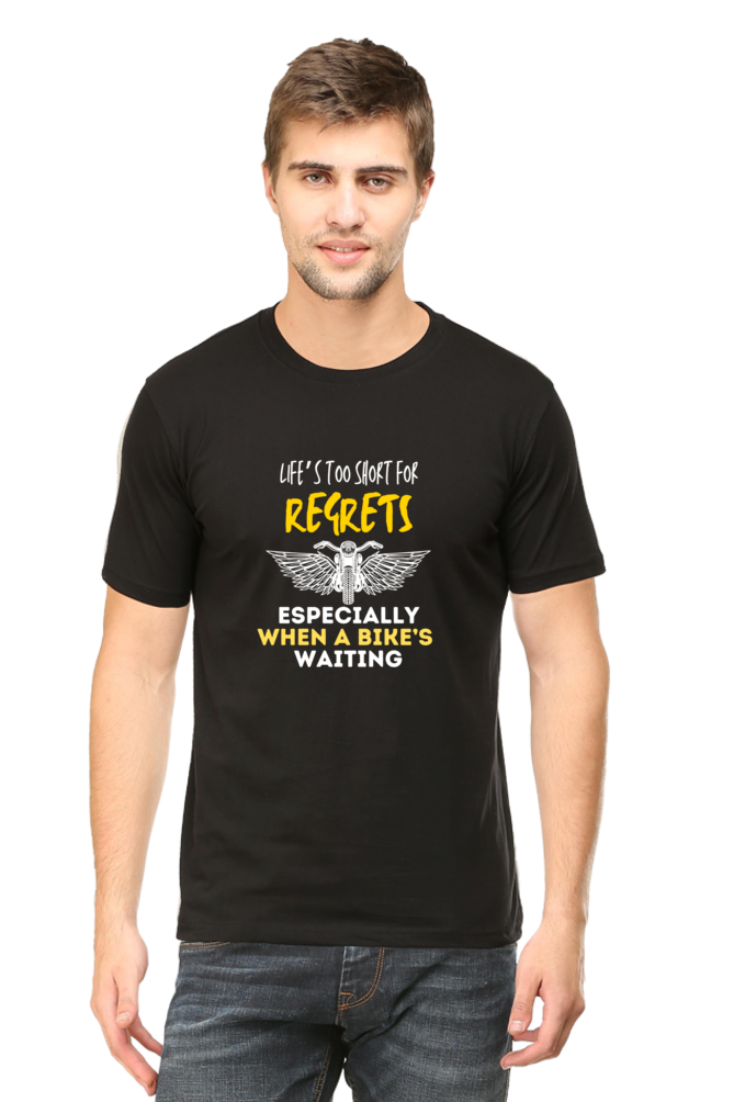 Round Neck Mens Tshirt (Life is too short for regrets)