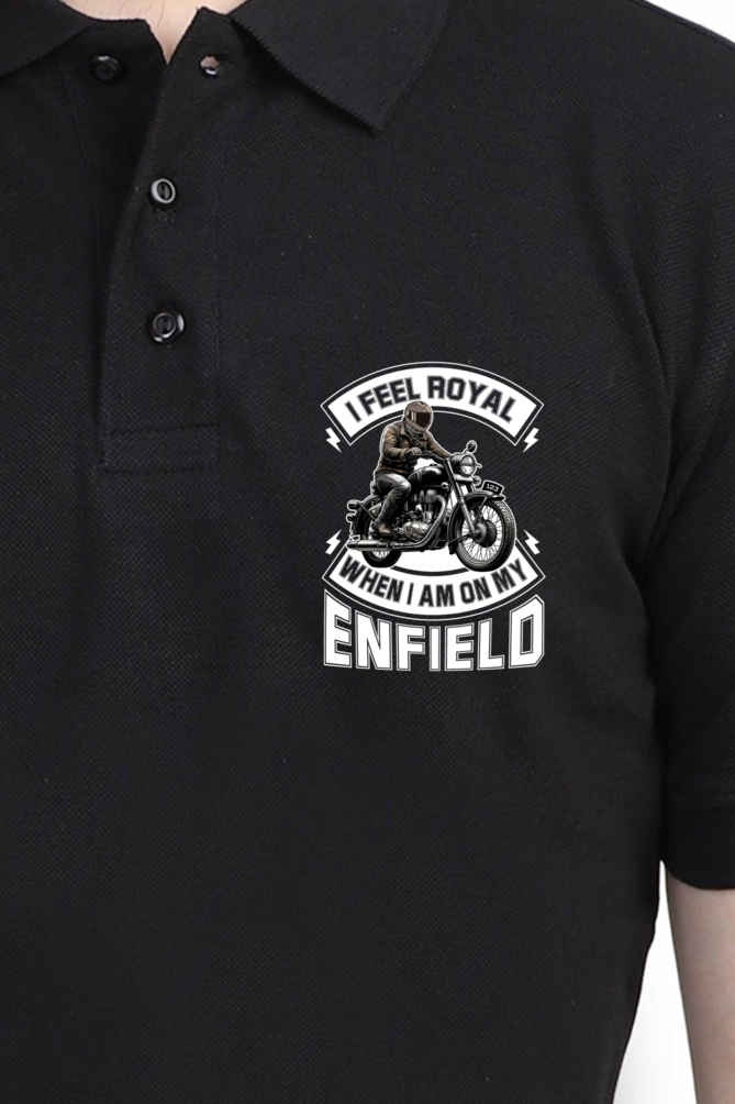 Polo/Collar Half Sleeve Biker T-Shirt (I feel Royal When I am on my Enfield)