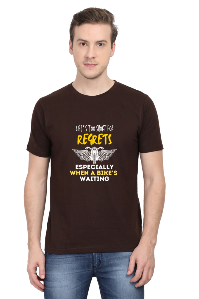 Round Neck Mens Tshirt (Life is too short for regrets)