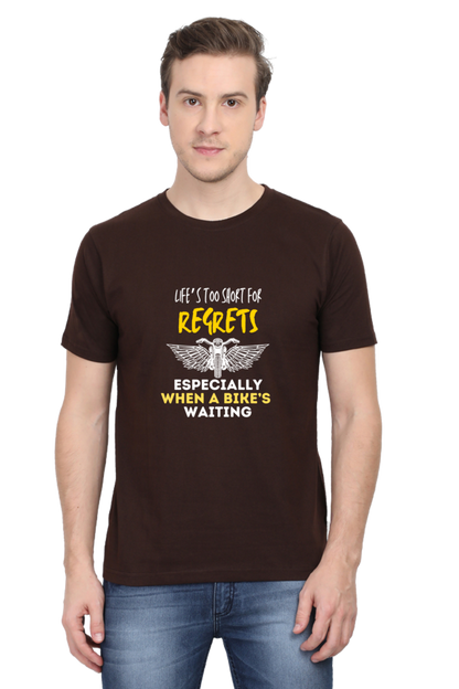 Round Neck Mens Tshirt (Life is too short for regrets)