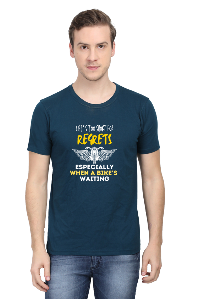 Round Neck Mens Tshirt (Life is too short for regrets)