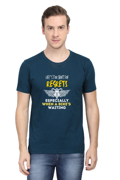 Round Neck Mens Tshirt (Life is too short for regrets)