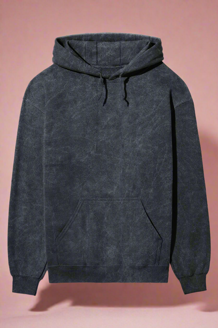 Unisex Full Sleeve Acid Wash Bikers Hoodie - Back Side Print (The Road is my Escape)