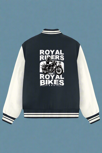 Unisex Exclusive Bikers Varsity Jacket (Royal Riders Ride Royal Bikes)