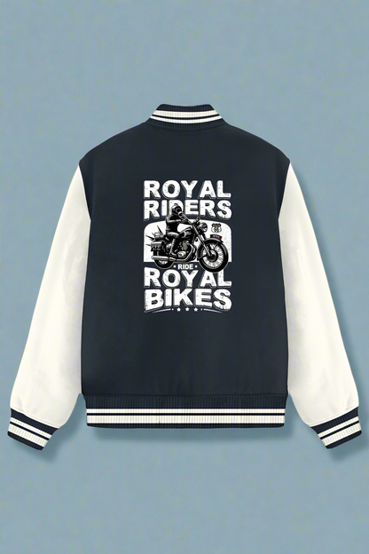 Unisex Exclusive Bikers Varsity Jacket (Royal Riders Ride Royal Bikes)