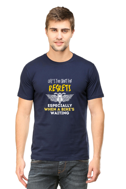 Round Neck Mens Tshirt (Life is too short for regrets)