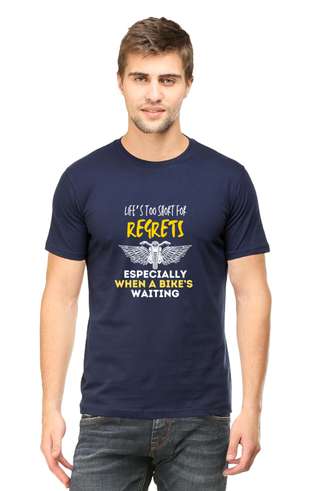 Round Neck Mens Tshirt (Life is too short for regrets)