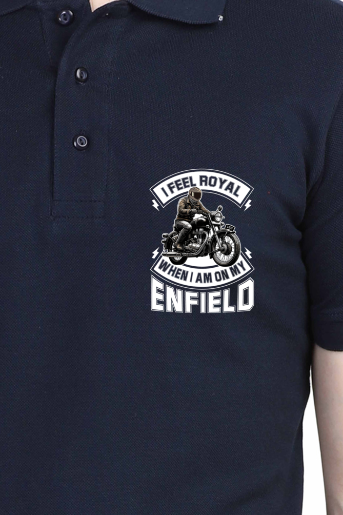 Polo/Collar Half Sleeve Biker T-Shirt (I feel Royal When I am on my Enfield)