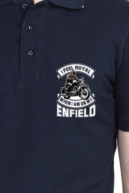 Polo/Collar Half Sleeve Biker T-Shirt (I feel Royal When I am on my Enfield)