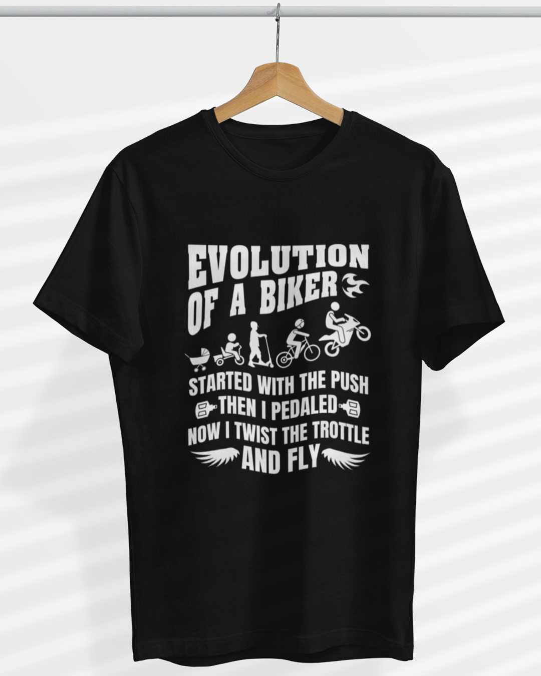 Round Neck Half Sleeve Biker T-Shirt (Evolution of a Biker)