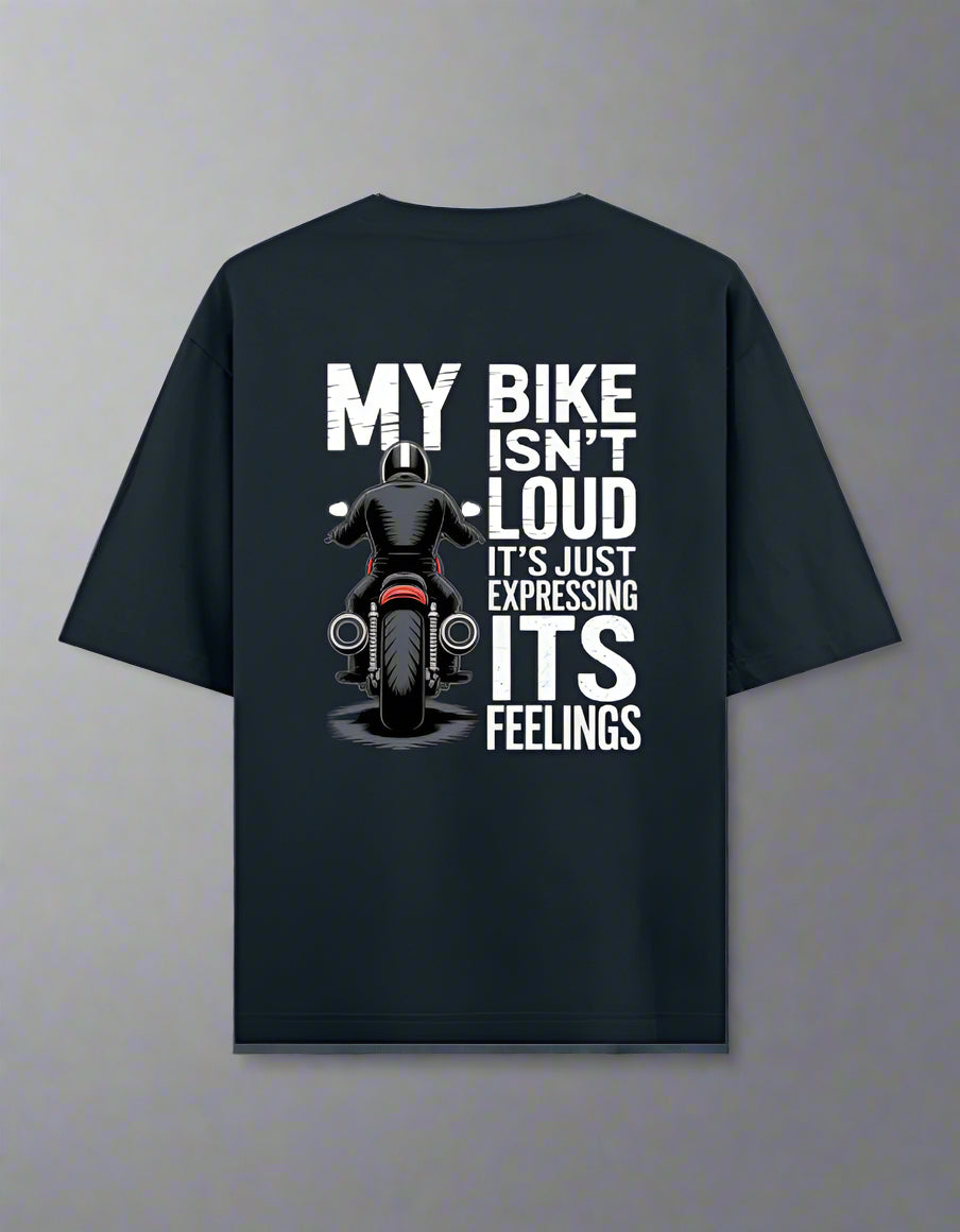 Oversized Biker T-Shirt Round Neck Half Sleeve (My Bike Isn't Loud)