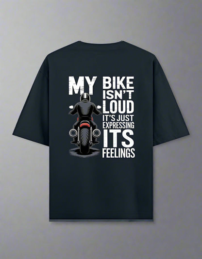 Oversized Biker T-Shirt Round Neck Half Sleeve (My Bike Isn't Loud)