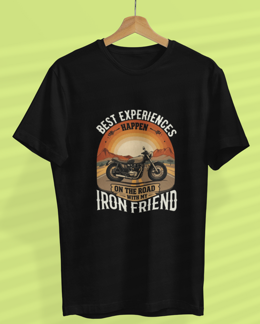 Round Neck Half Sleeve Biker T-Shirt (Best Experiences Happen)
