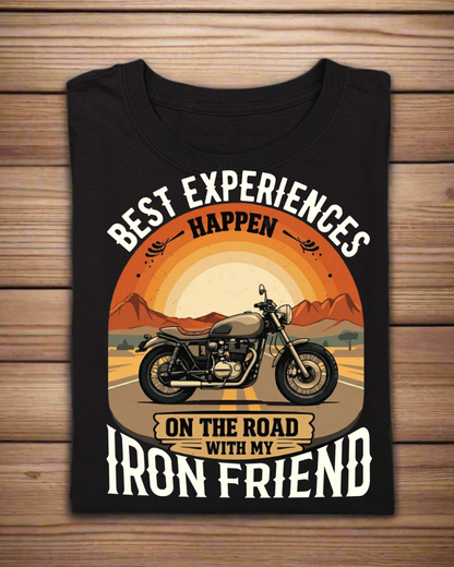Round Neck Half Sleeve Biker T-Shirt (Best Experiences Happen)