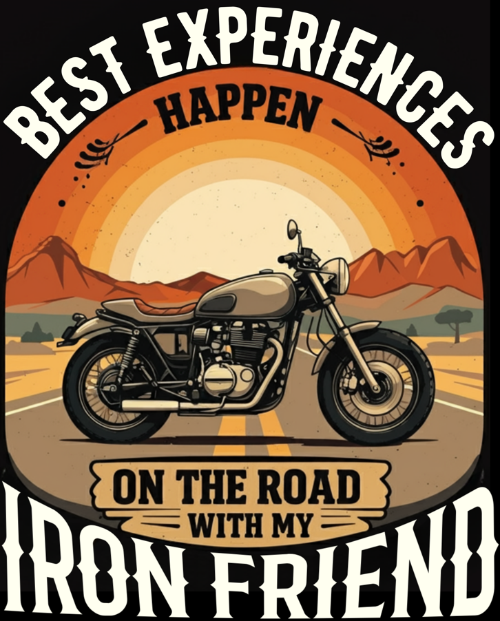 Round Neck Half Sleeve Biker T-Shirt (Best Experiences Happen)