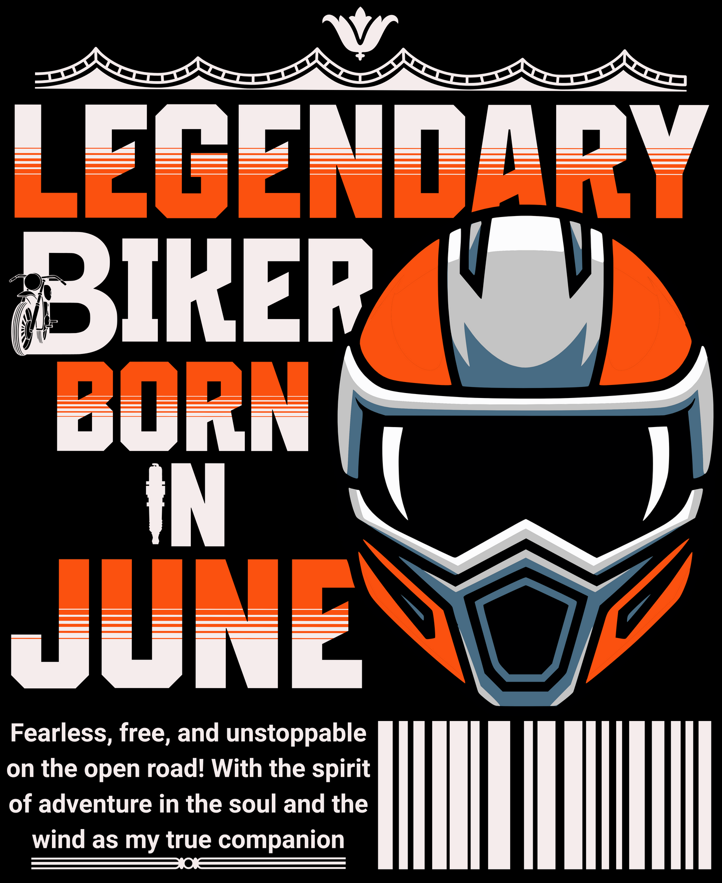 Biker Birthday T-shirt Round Neck Half Sleeve (Legendary Biker Born in June)