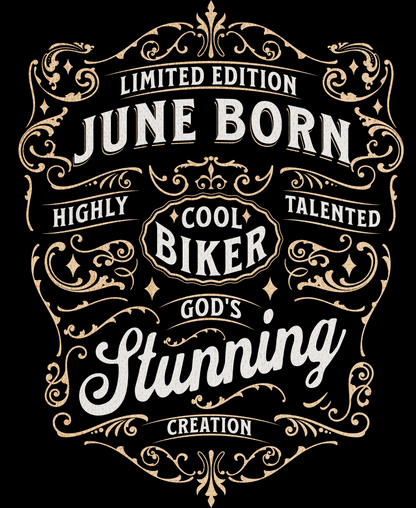 Biker Birthday T-shirt Round Neck Half Sleeve (Limited Edition June Born)