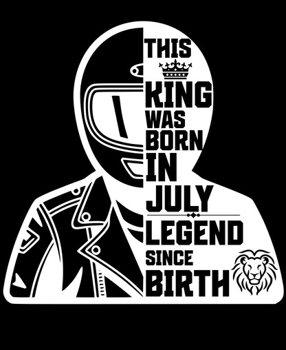 Biker Birthday T-shirt Round Neck Half Sleeve (This King was born in July)