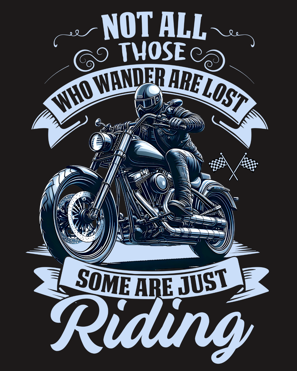 Round Neck Half Sleeve Biker T-Shirt (Not all those who wander are lost)