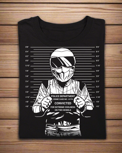 Round Neck Half Sleeve Biker T-Shirt (Convicted for Extreme Coolness New)