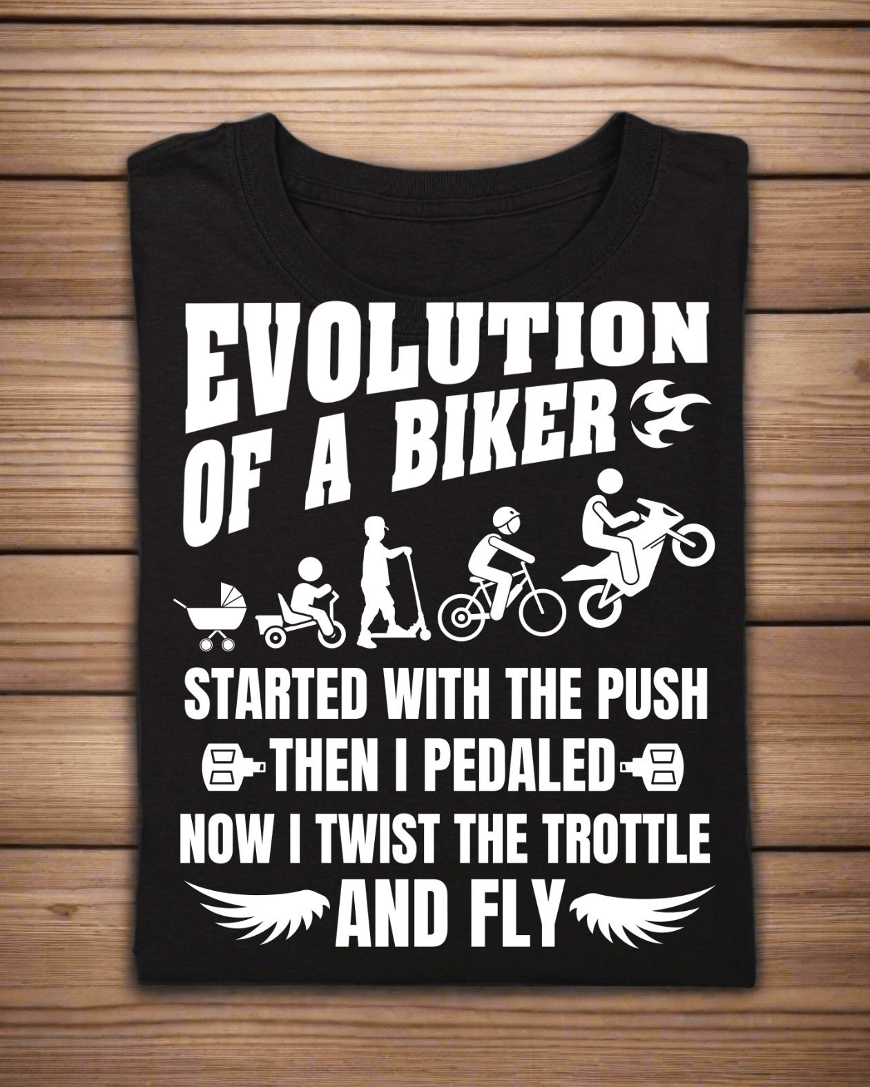 Round Neck Half Sleeve Biker T-Shirt (Evolution of a Biker)