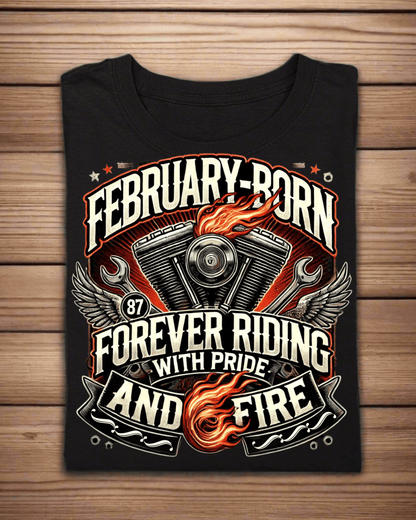 Round Neck Half Sleeve Biker T-Shirt (February Born)