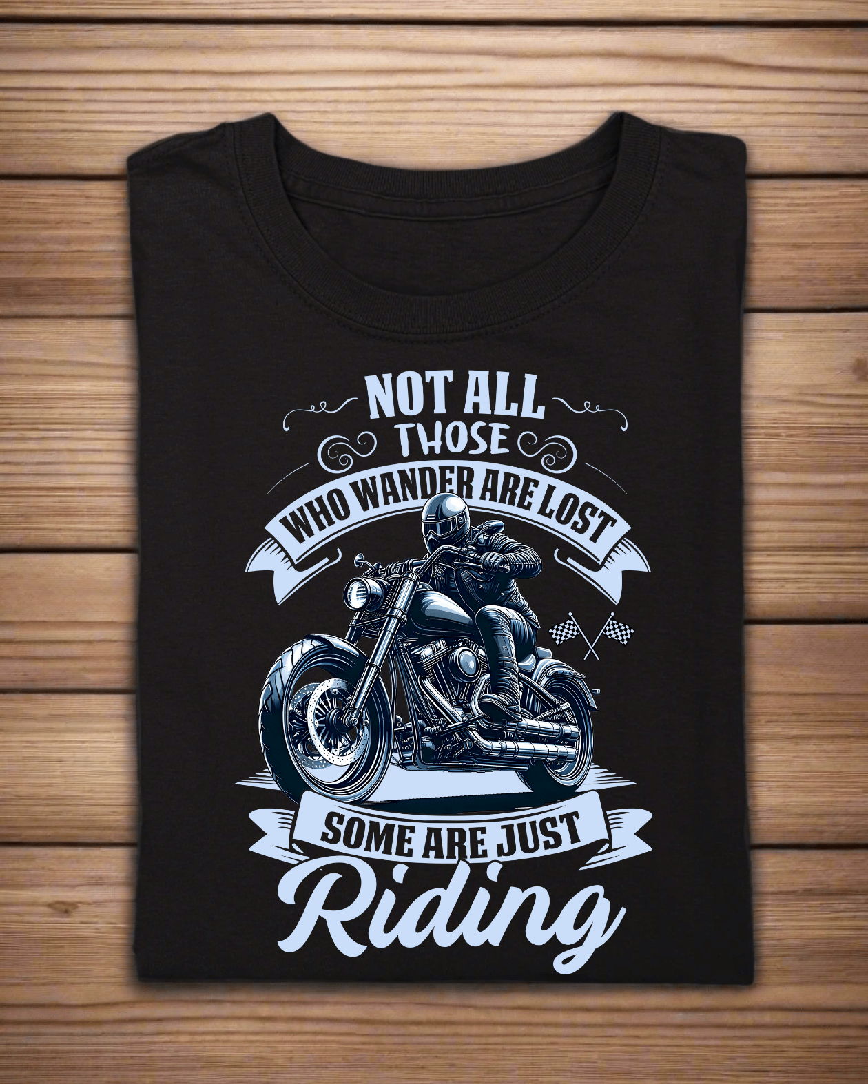 Round Neck Half Sleeve Biker T-Shirt (Not all those who wander are lost)