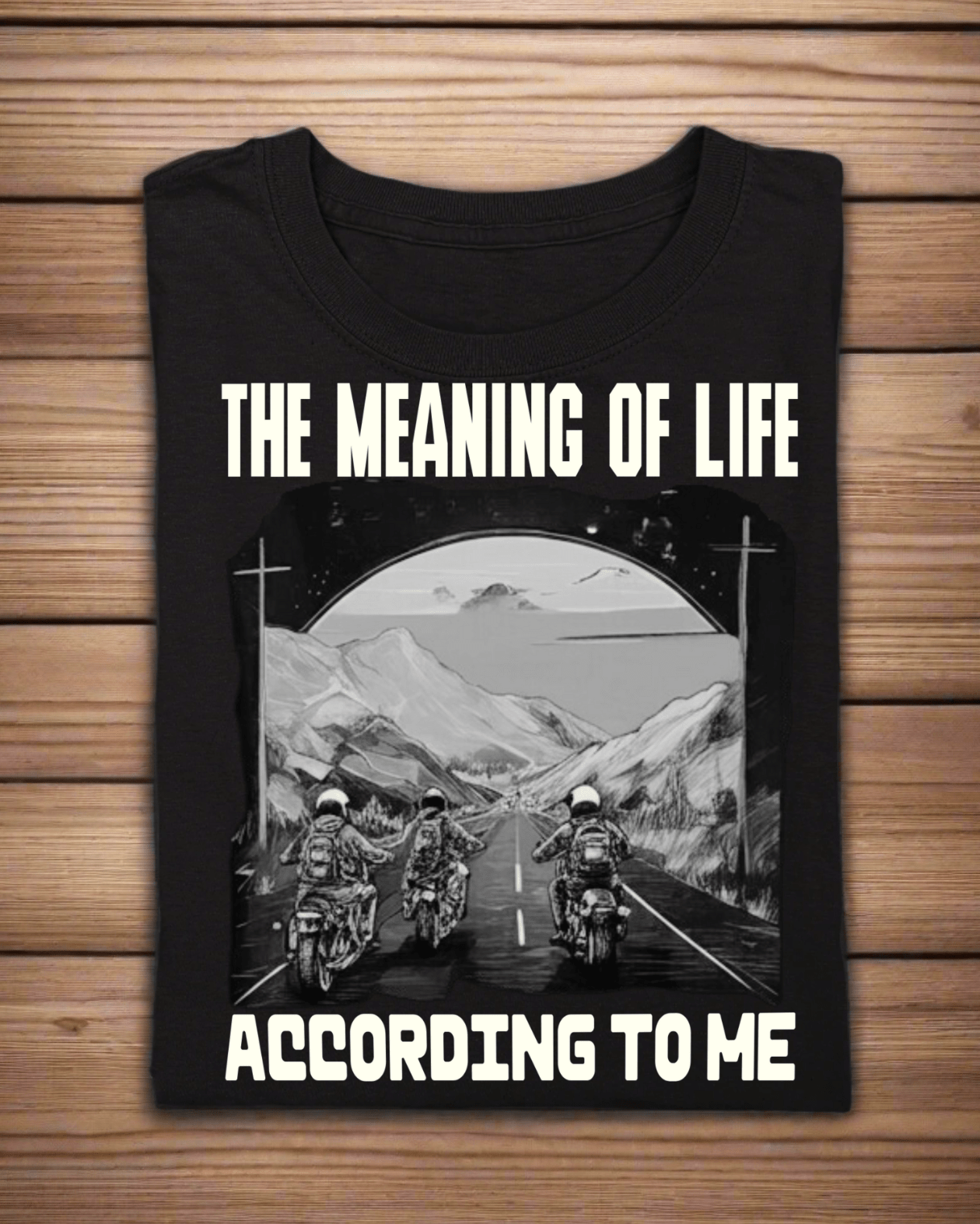 Round Neck Half Sleeve Biker T-Shirt (The Meaning of life)