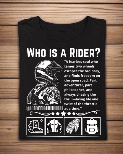 Round Neck Half Sleeve Biker T-Shirt (Who is a Rider?)
