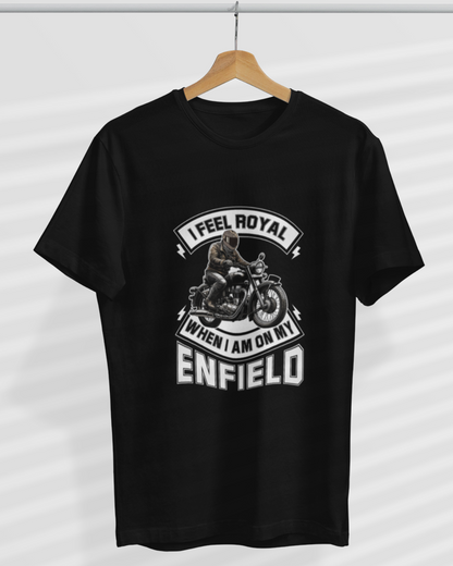 Round Neck Half Sleeve Biker T-Shirt 2 (I feel Royal When I am on my Enfield)
