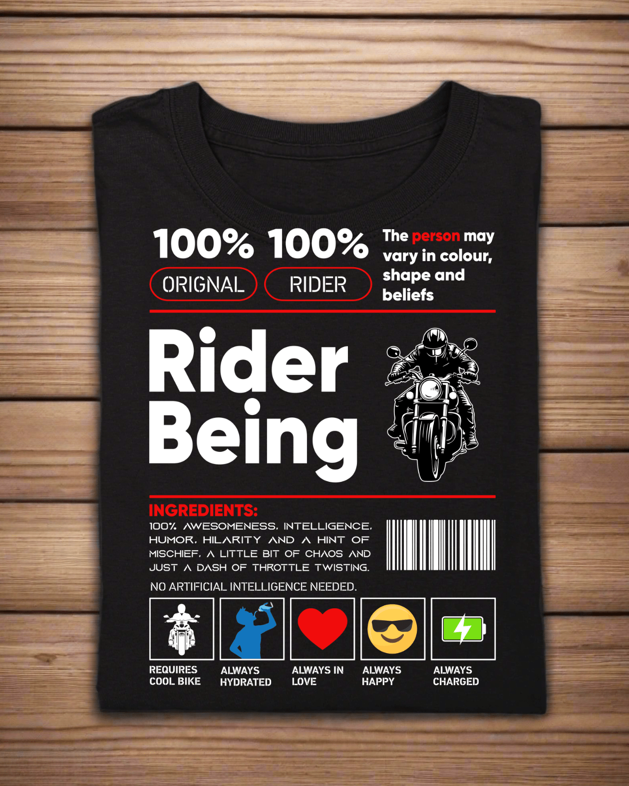Round Neck Half Sleeve Biker T-Shirt (Rider Being)
