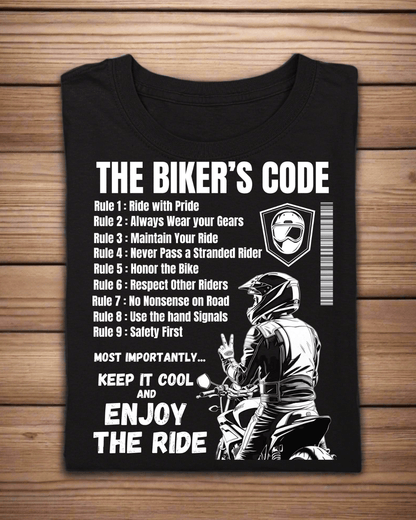 Round Neck Half Sleeve Biker T-Shirt (The Bikers Code)