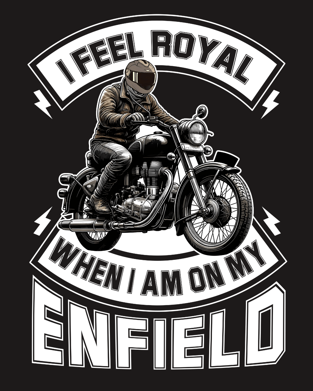 Round Neck Full Sleeve Biker T-Shirt (I feel Royal on my Enfield)