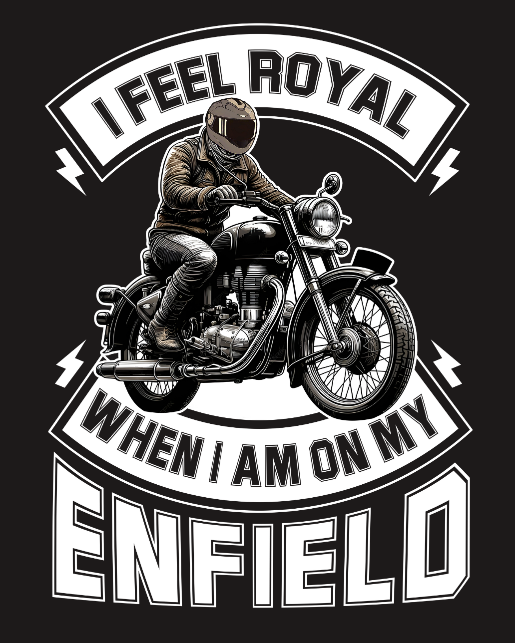 Round Neck Half Sleeve Biker T-Shirt 2 (I feel Royal When I am on my Enfield)