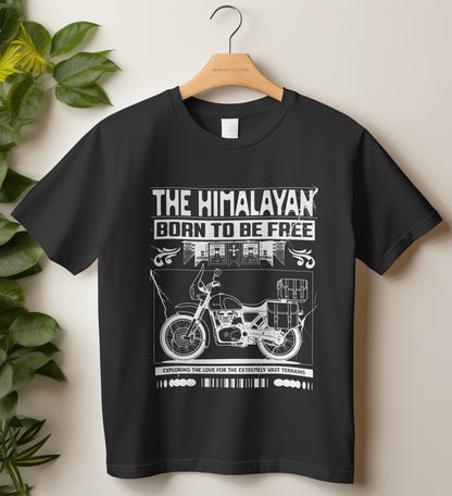 Biker T-Shirt Round Neck Half Sleeve (The Himalayan - Born to be Free)