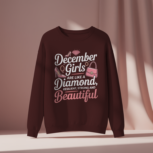 December Birthday Female Sweatshirt (December Girls are like a Diamond)