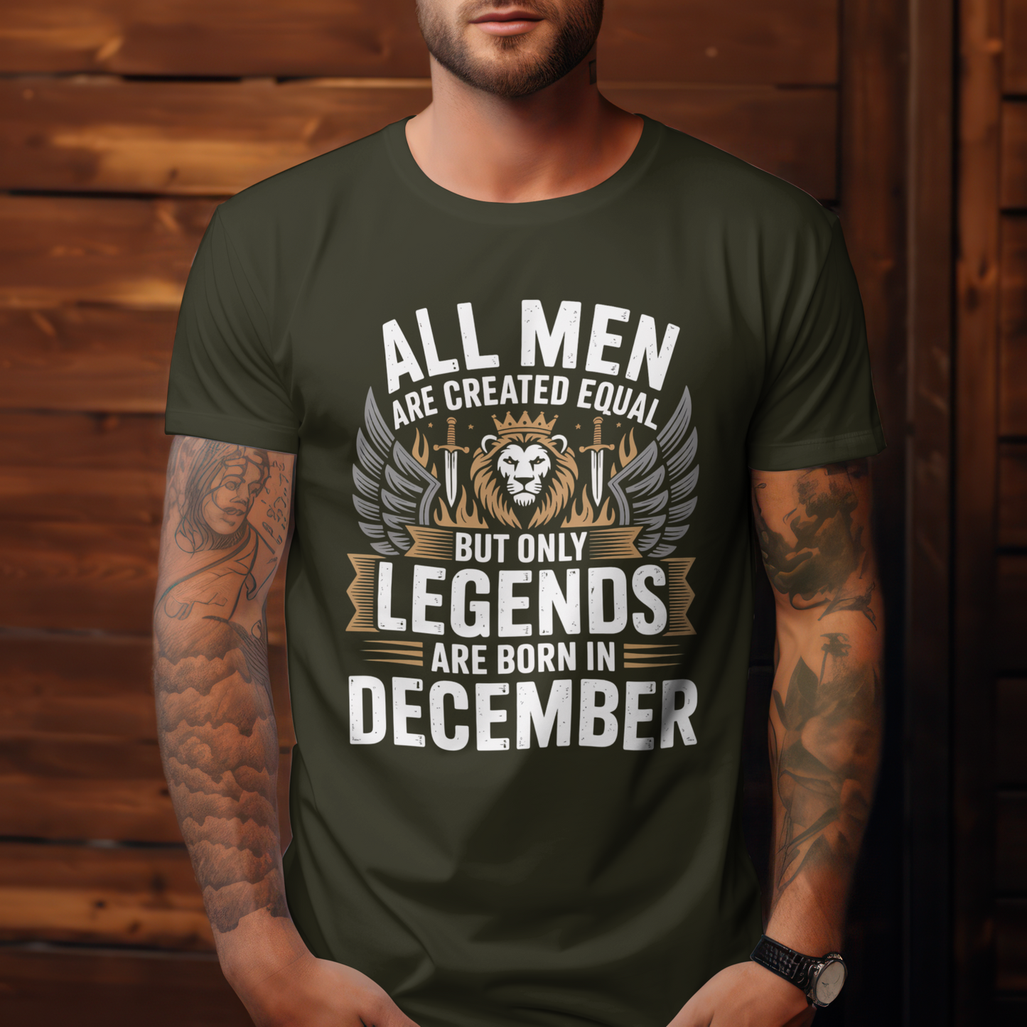December Birthday Unisex Classic Crew T-Shirt (All Men are Created Equal December)