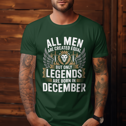 December Birthday Unisex Classic Crew T-Shirt (All Men are Created Equal December)