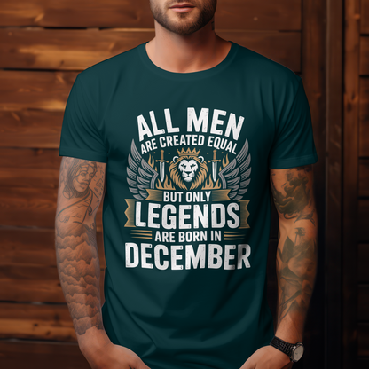 December Birthday Unisex Classic Crew T-Shirt (All Men are Created Equal December)